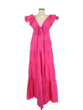 Buddy Love Hot Pink Tiered Maxi Dress with Ruffle Cap Sleeves